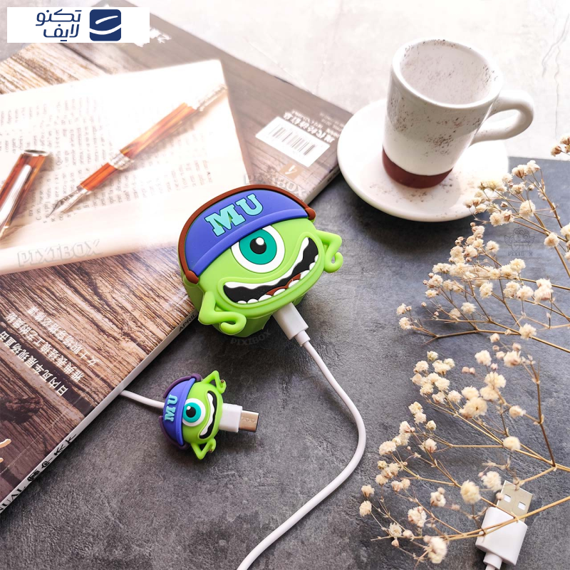 محافظ کابل طرح هیولا مدل Mike Wazowski به همراه محافظ شارژر دیواری مجموعه 4 عددی