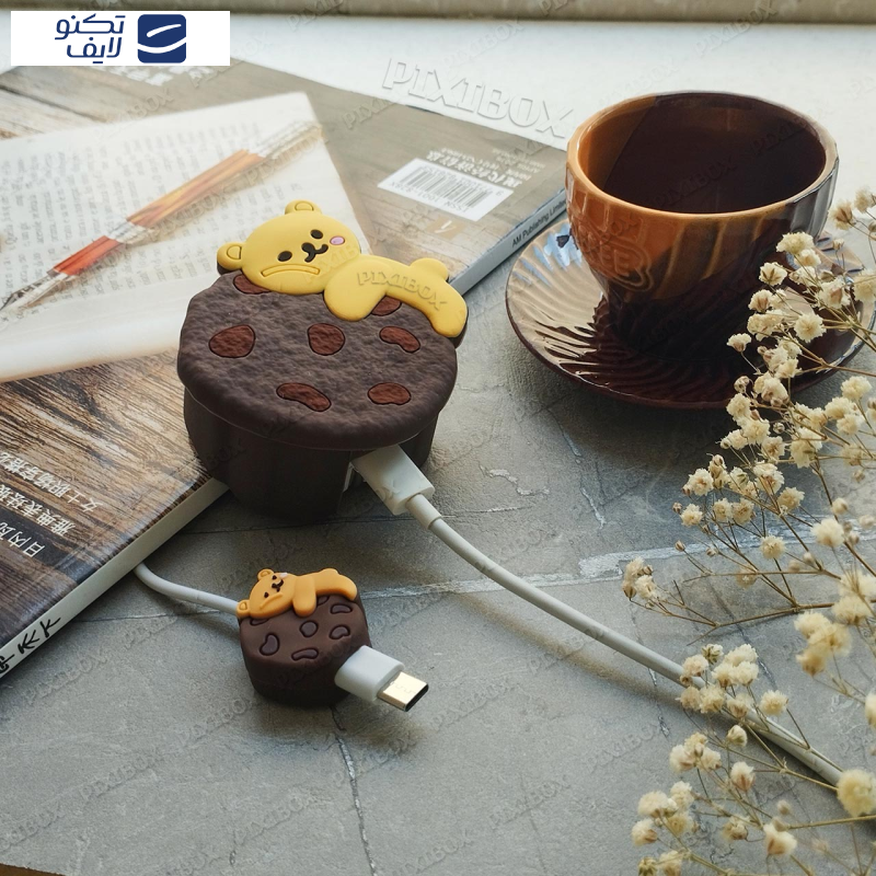 محافظ کابل پیکسی طرح خرس مدل B_Cookie Bear به همراه محافظ شارژر دیواری مجموعه 4 عددی