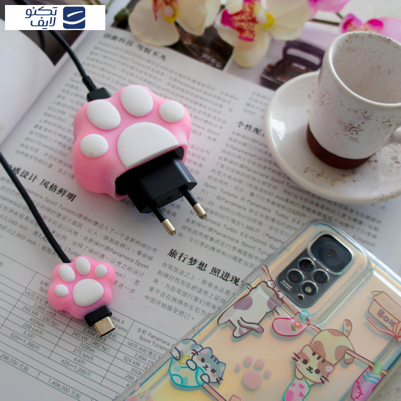 محافظ کابل طرح فانتزی پنجه مدل CatPaw-Cover به همراه محافظ شارژر دیواری مجموعه 4 عددی