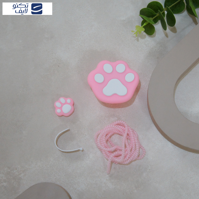 محافظ کابل وال کیس طرح پنجه به همراه محافظ شارژر دیواری مجموعه 4 عددی