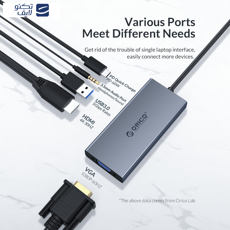 هاب 5 پورت USB-C اوریکو مدل MC-U501P هاب 5 پورت USB-C اوریکو مدل MC-U501P