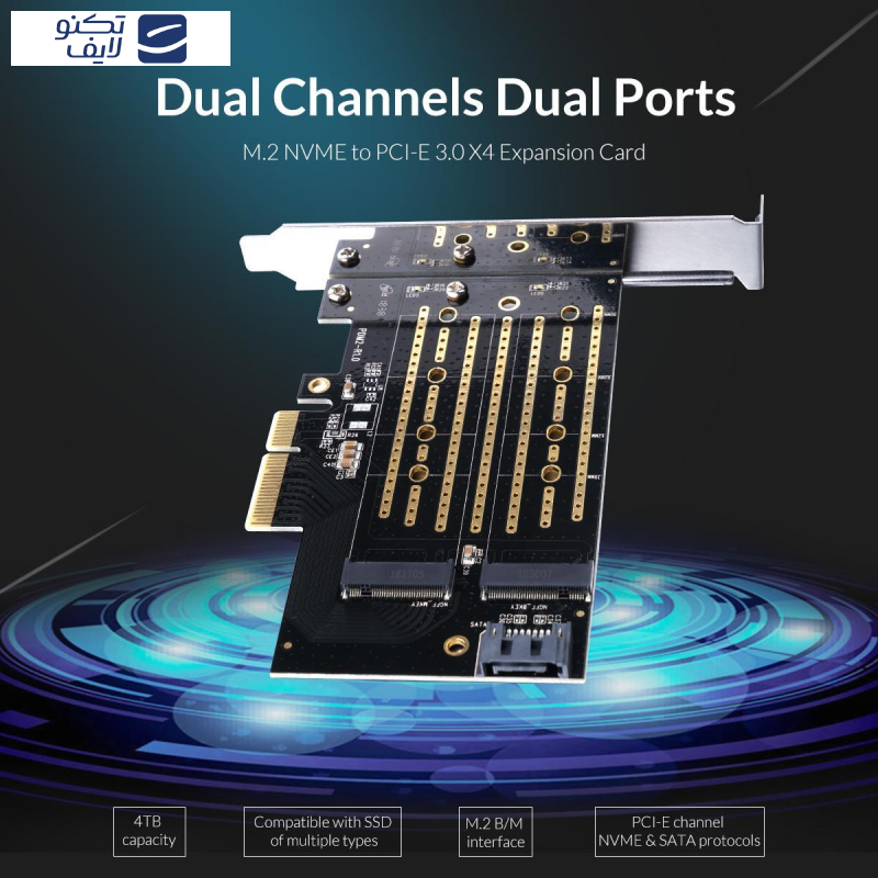 کارت توسعه PCI-E افزایش M.2 NVME اوریکو مدل PDM2 کارت توسعه PCI-E افزایش M.2 NVME اوریکو مدل PDM2