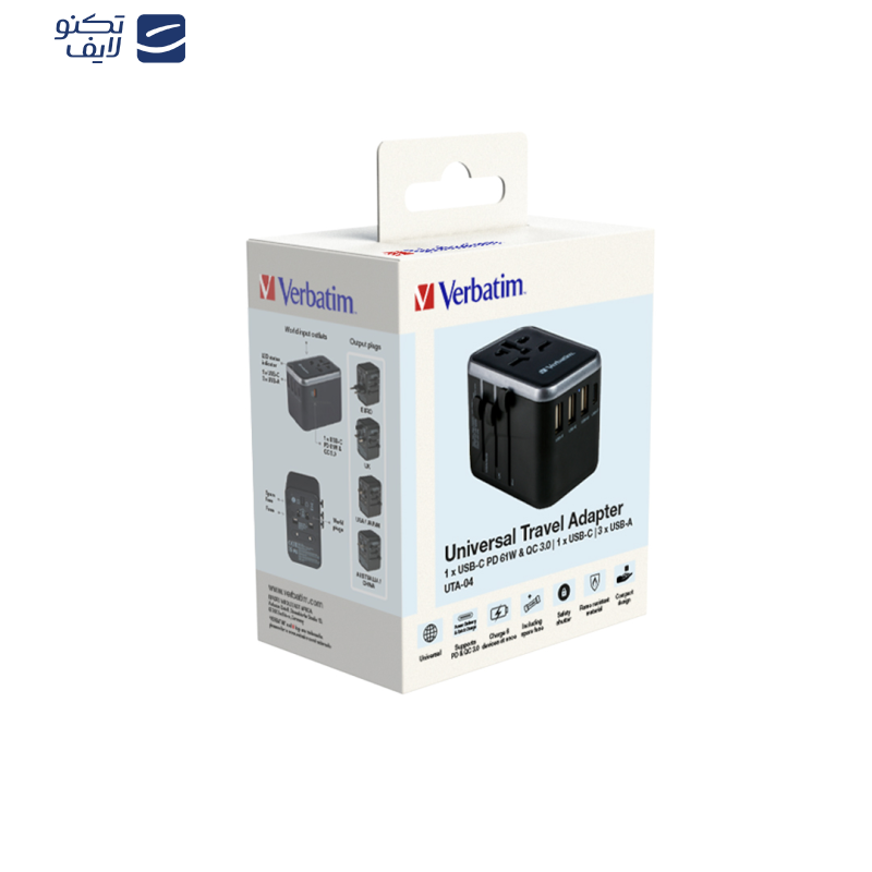 شارژر دیواری 61 وات 4 پورت ورباتیم مدل UTA-04