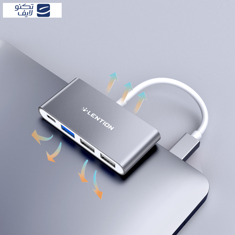 هاب 4 پورت USB-C لنشن مدل c13 هاب 4 پورت USB-C لنشن مدل c13