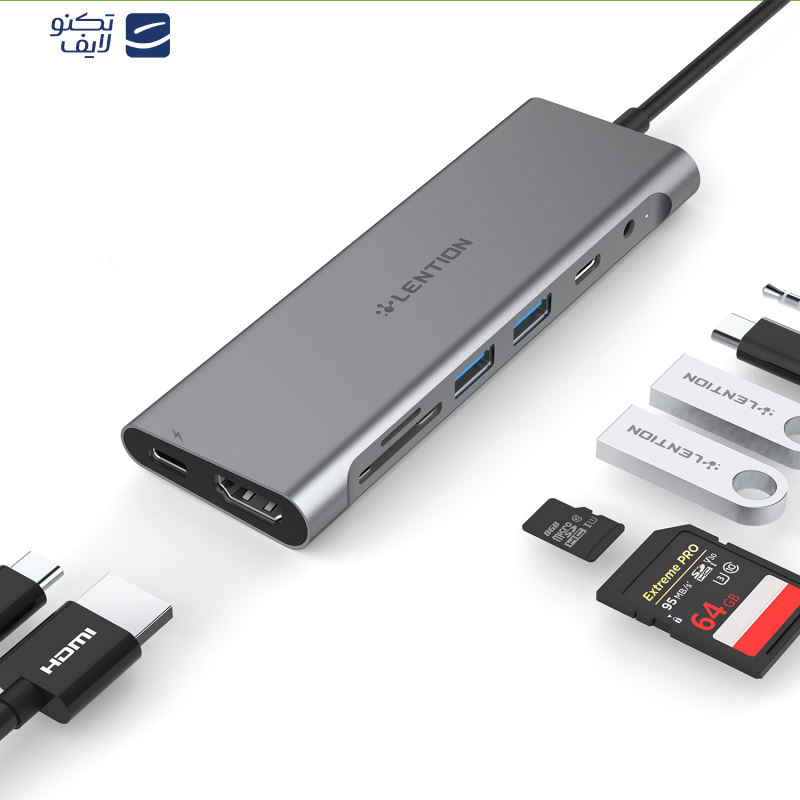 هاب 8 پورت USB-C لنشن مدل C37 هاب 8 پورت USB-C لنشن مدل C37