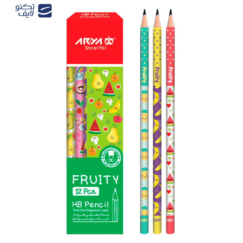مداد مشکی آریا مدل Fruity کد 3048 بسته 12 عددی مداد مشکی آریا مدل Fruity کد 3048 بسته 12 عددی