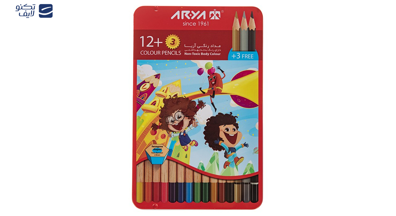 مداد رنگی 12 +3 رنگ آریا مدل 3021 مداد رنگی 12 +3 رنگ آریا مدل 3021