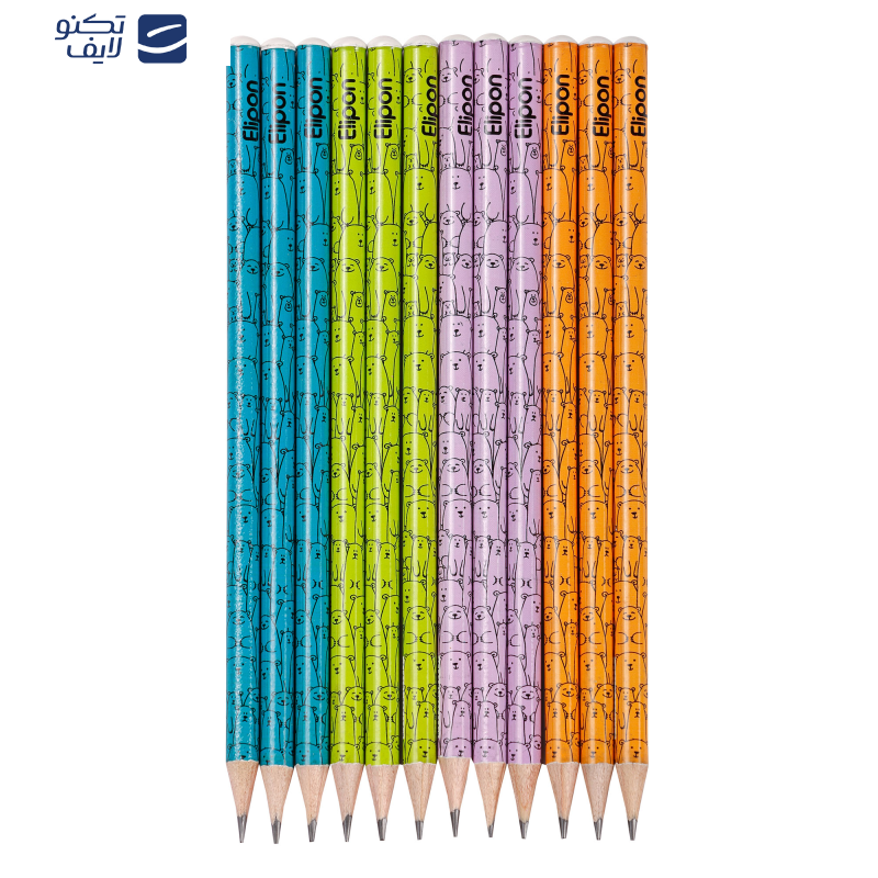 مداد مشکی الیپون مدل فانتزی گرد کد 8101712 بسته 12 عددی مداد مشکی الیپون مدل فانتزی گرد کد 8101712 بسته 12 عددی