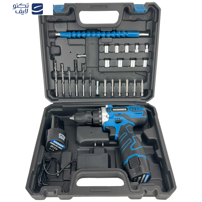 دریل پیچ گوشتی شارژی ویوارکس مدل VR12V-2A-BLUE مجموعه 28 عددی