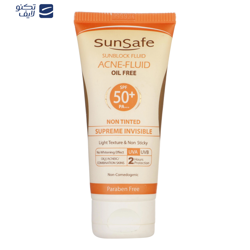 کرم ضدآفتاب بی‌رنگ سان‌سیف SPF50 مدل ACNE-FLUID مناسب پوست مختلط، حجم 50 میلی‌لیتر