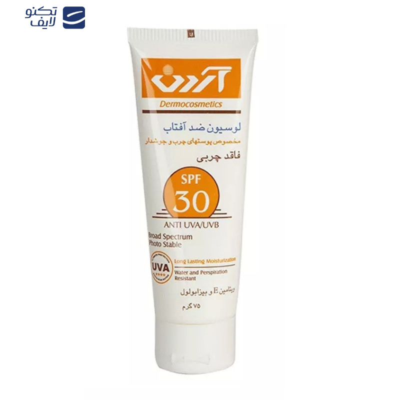 لوسیون ضدآفتاب آردن مدل SPF30 مناسب پوست های چرب و مستعد آکنه وزن 75 گرم