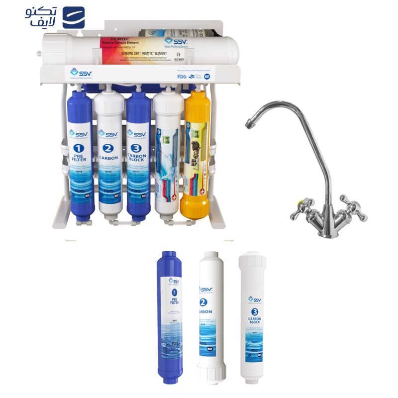دستگاه تصفیه کننده آب اس اس وی مدل PureLine 2W X1000 به همراه شیر تصفیه آب و فیلتر تصفیه آب بسته 3 عددی دستگاه تصفیه کننده آب اس اس وی مدل PureLine 2W X1000 به همراه شیر تصفیه آب و فیلتر تصفیه آب بسته 3 عددی