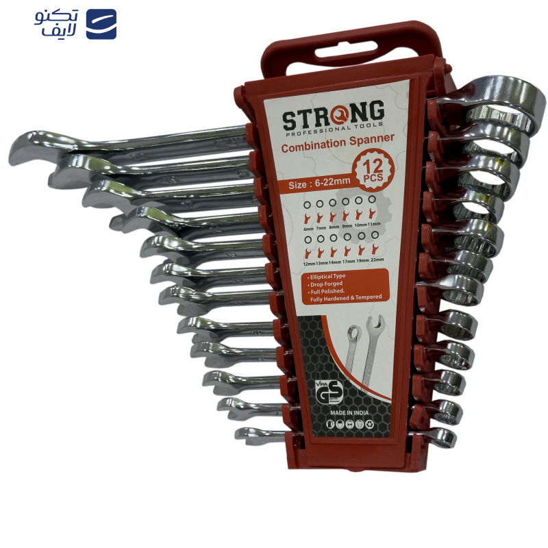 آچار یکسر تخت و یکسر رینگی استرانگ مدل SMT-STRONG-12PCS-22MM مجموعه 12عددی