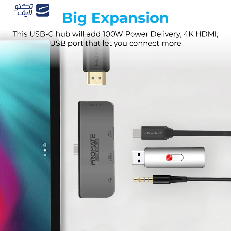 هاب 4 پورت USB-C پرومیت مدل PADHUB-PRO.GREY هاب 4 پورت USB-C پرومیت مدل PADHUB-PRO.GREY