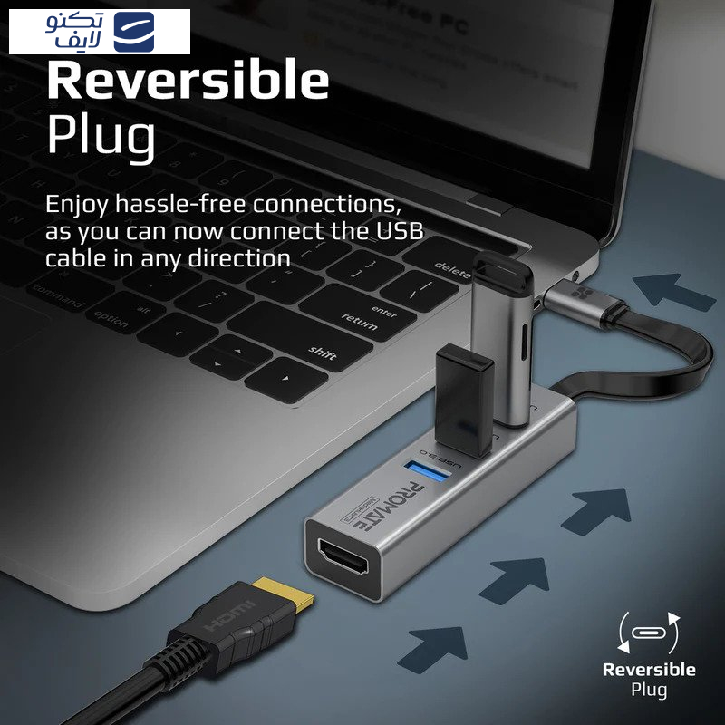 هاب 4 پورت USB-C پرومیت مدل MEDIAHUB-C3 
