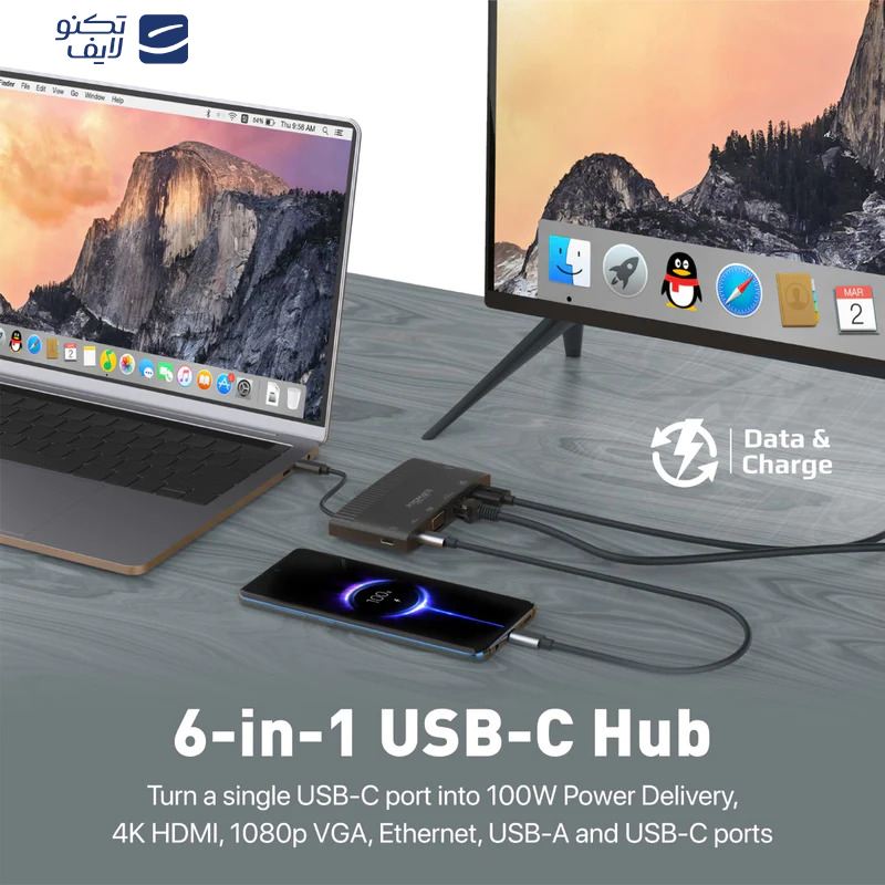 هاب 6 پورت USB-C پرومیت مدل MEDIAHUB-C6