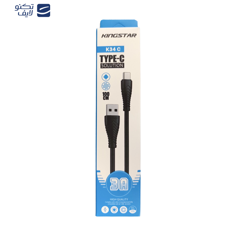 کابل تبدیل USB به USB-C کینگ استار مدل K34C طول 1 متر کابل تبدیل USB به USB-C کینگ استار مدل K34C طول 1 متر