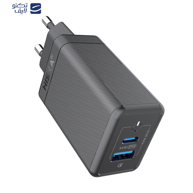 شارژر دیواری 65 وات هیسکا مدل H-126GAN به همراه کابل تبدیل USB-C