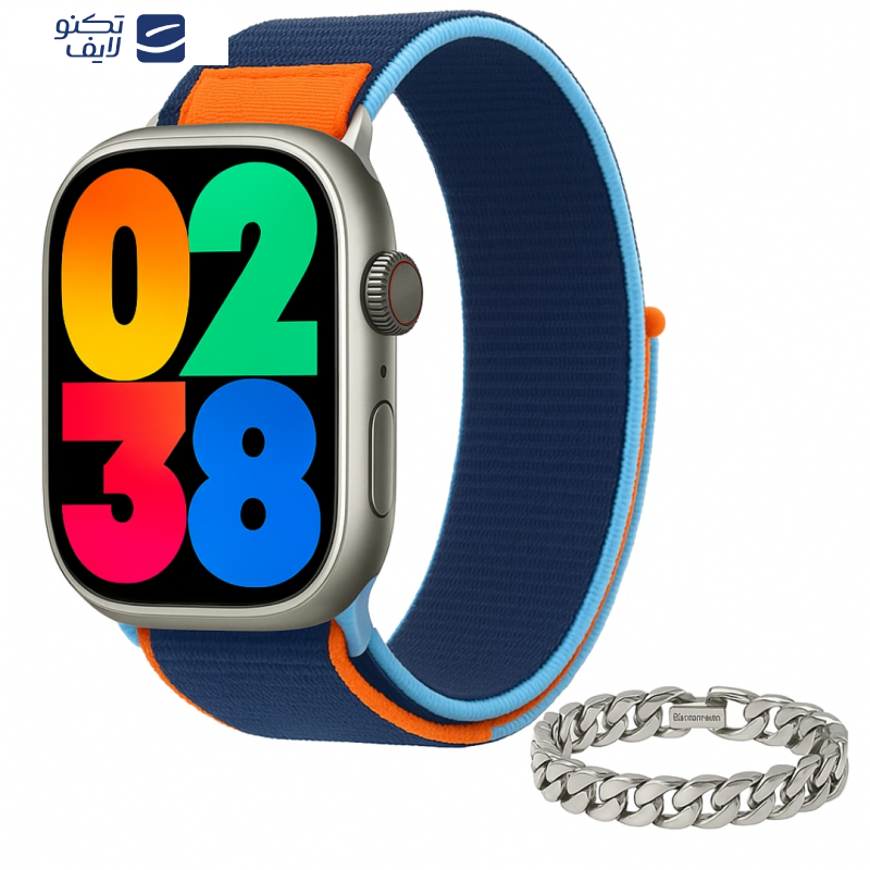 ساعت هوشمند 46 میلی متری مدل M55 Pro Max با بند سیلیکونی به همراه دستبند ساعت هوشمند 46 میلی متری مدل M55 Pro Max با بند سیلیکونی به همراه دستبند