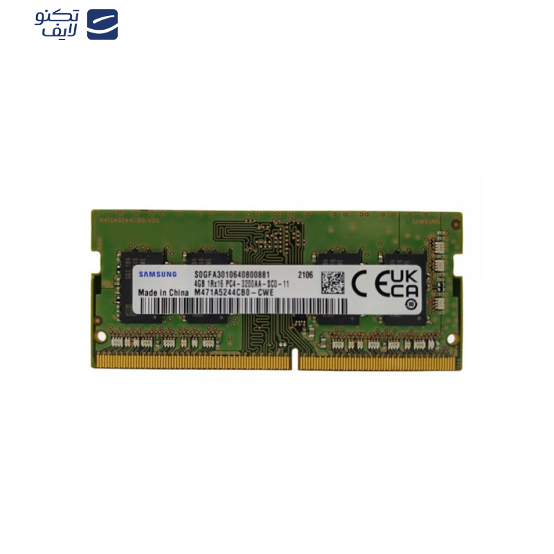 رم لپ تاپ DDR4 تک کاناله 3200 مگاهرتز CL19 سامسونگ مدل SODIMM ظرفیت 4 گیگابایت رم لپ تاپ DDR4 تک کاناله 3200 مگاهرتز CL19 سامسونگ مدل SODIMM ظرفیت 4 گیگابایت