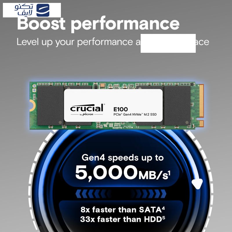 اس اس دی اینترنال PCIe 4.0 کروشیال مدل E100 Gen4 ظرفیت یک ترابایت اس اس دی اینترنال PCIe 4.0 کروشیال مدل E100 Gen4 ظرفیت یک ترابایت