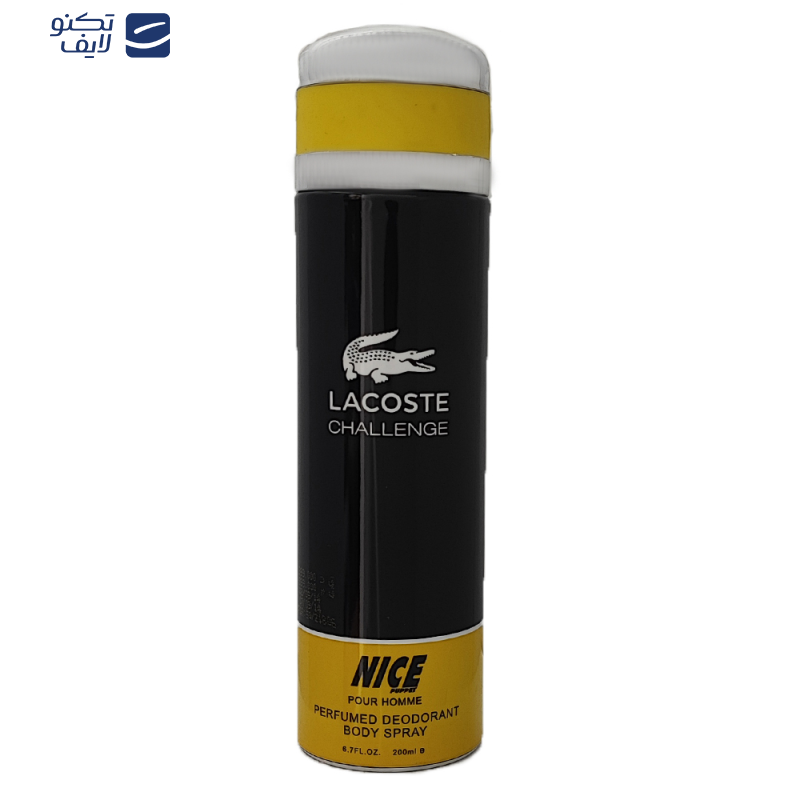 اسپری بدن مردانه نایس پاپت مدل Lacoste Challeng حجم 200 میلی لیتر اسپری بدن مردانه نایس پاپت مدل Lacoste Challeng حجم 200 میلی لیتر