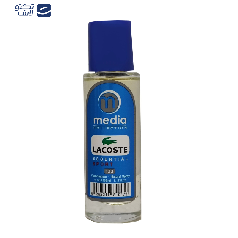 عطر جیبی مردانه مدیا مدل lacoste essential sport با رایحه خنک حجم 35 میلی‌لیتر