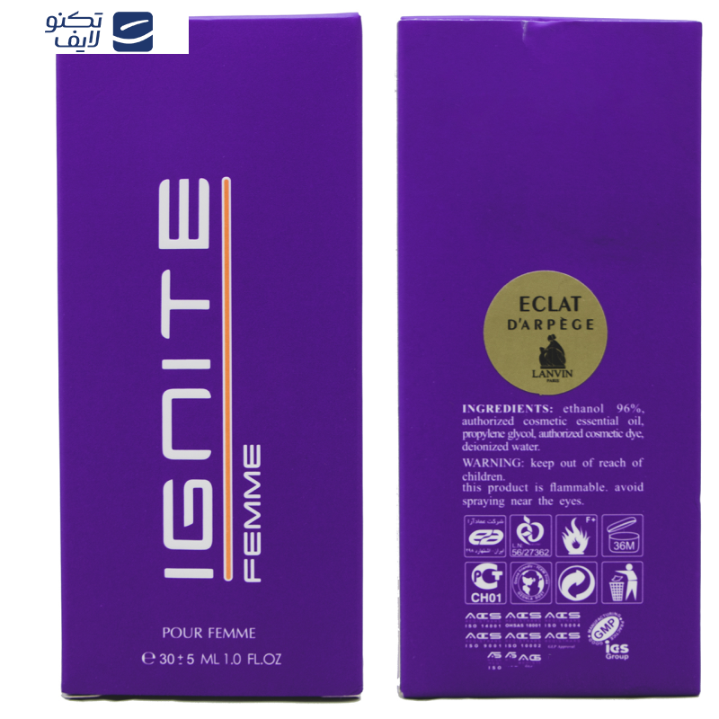 عطر جیبی زنانه عماد آرا مدل IGNITE Femme حجم 30 میلی لیتر عطر جیبی زنانه عماد آرا مدل IGNITE Femme حجم 30 میلی لیتر