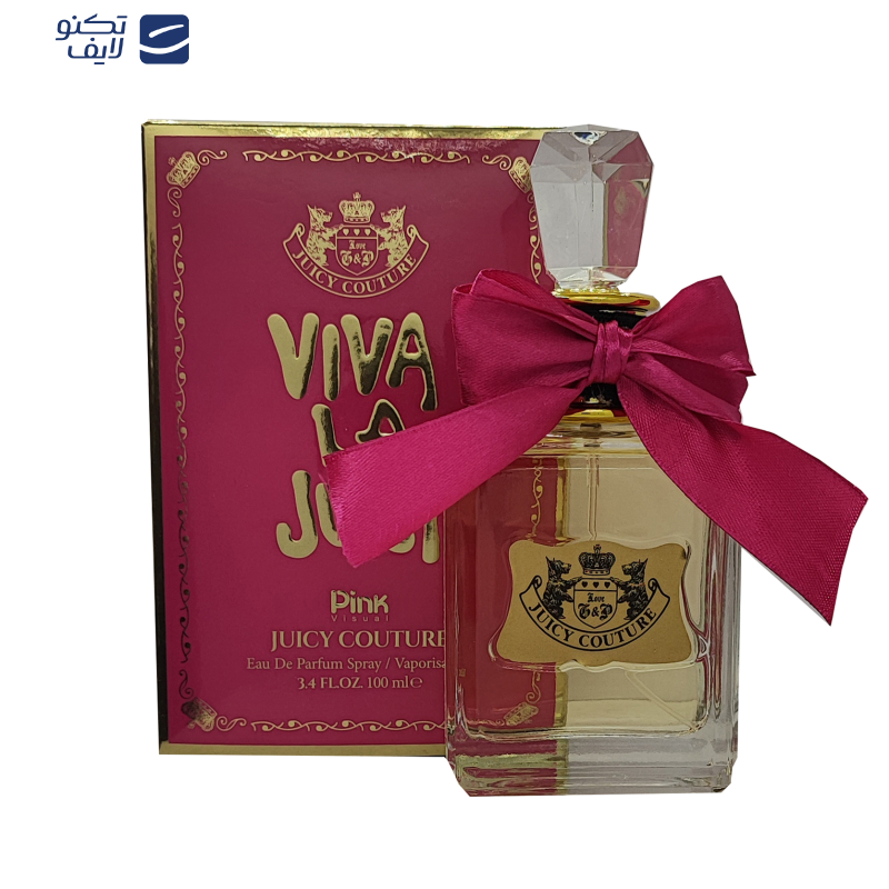 ادو پرفیوم زنانه پینک ویژوآل مدل Viva La Juicy با رایحه خنک حجم 100 میلیلیتر ادو پرفیوم زنانه پینک ویژوآل مدل Viva La Juicy با رایحه خنک حجم 100 میلیلیتر