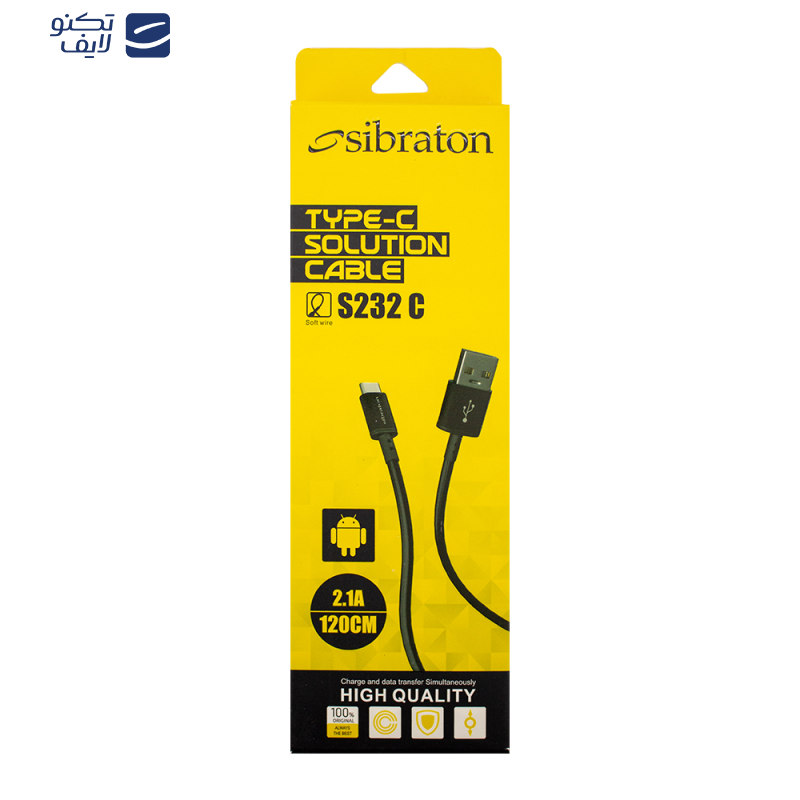 کابل تبدیل USB به USB-C سیبراتون مدل S232 C طول 1.2 متر کابل تبدیل USB به USB-C سیبراتون مدل S232 C طول 1.2 متر