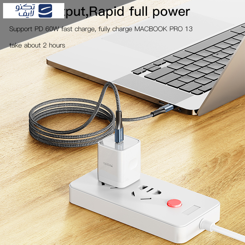 کابل USB-C یسیدو مدل CA96 60W طول 1.2 متر کابل USB-C یسیدو مدل CA96 60W طول 1.2 متر