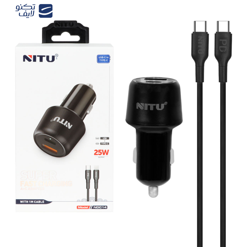 شارژر فندکی 25وات نیتو مدل NDC14 به همراه کابل تبدیل USB-C شارژر فندکی 25وات نیتو مدل NDC14 به همراه کابل تبدیل USB-C