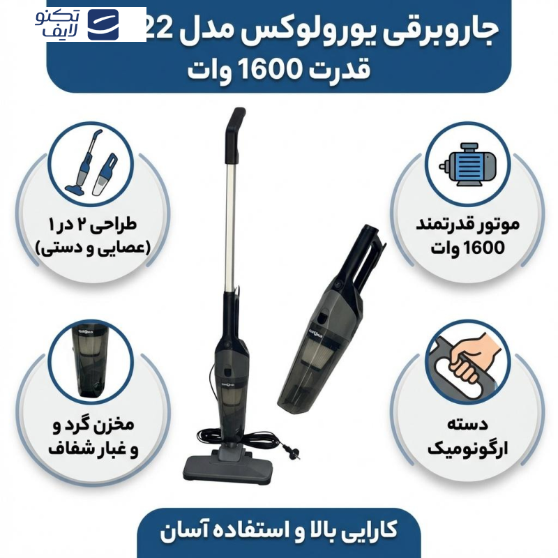 جاروبرقی 1600 وات یورولوکس مدل VC2222