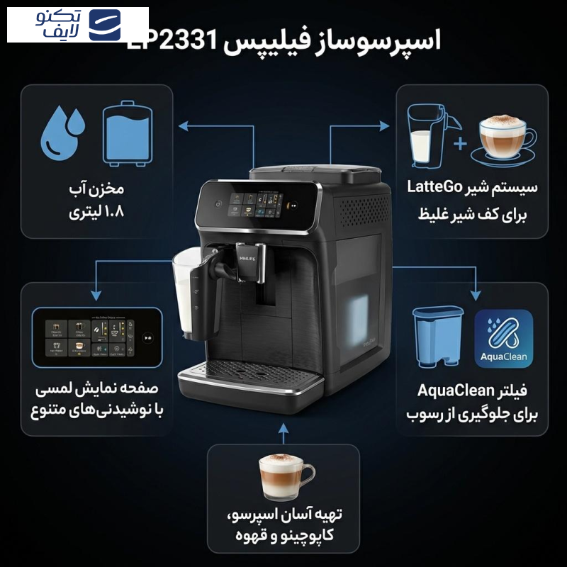 اسپرسو ساز 1.8 لیتری فیلیپس مدل EP2331 اسپرسو ساز 1.8 لیتری فیلیپس مدل EP2331
