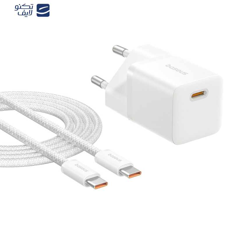 شارژر دیواری 25 وات بیسوس مدل GaN5 mini به همراه کابل تبدیل تایپ سی شارژر دیواری 25 وات بیسوس مدل GaN5 mini به همراه کابل تبدیل تایپ سی