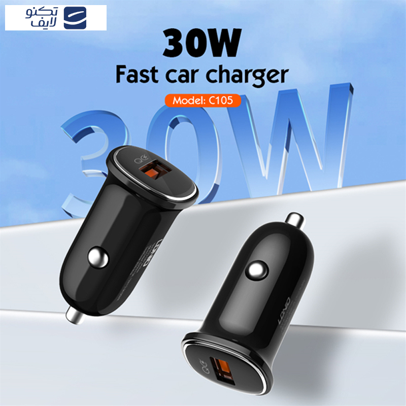 شارژر فندکی 30 وات الدینیو مدل C105 به همراه کابل USB-C شارژر فندکی 30 وات الدینیو مدل C105 به همراه کابل USB-C