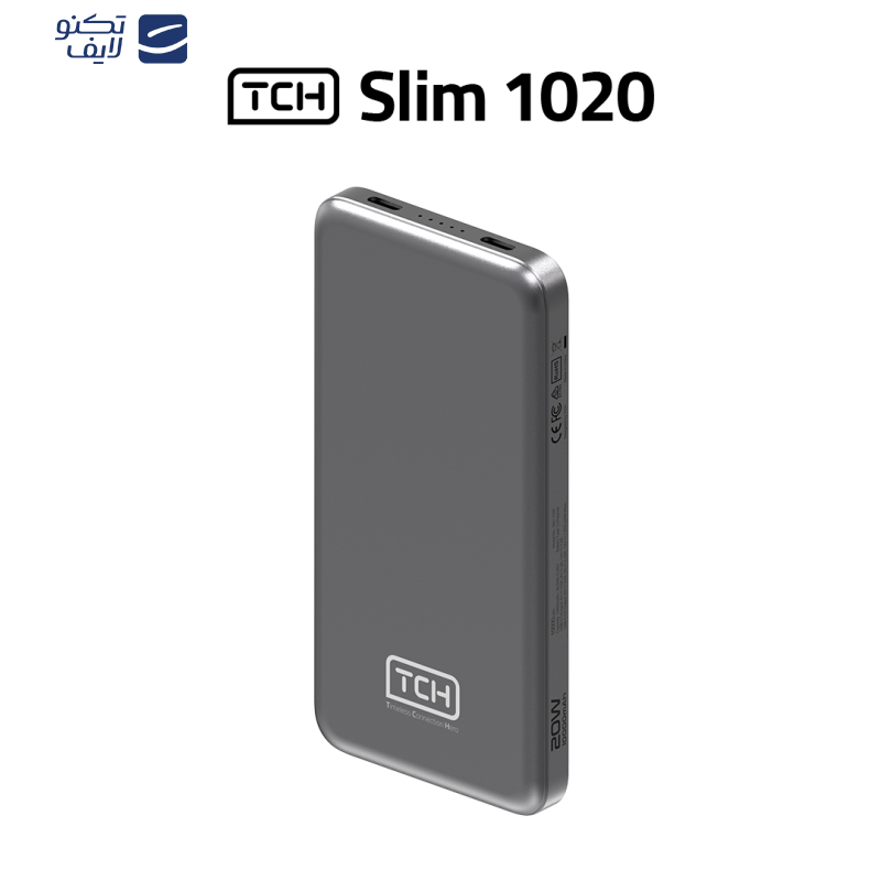 پاوربانک 20 وات تی سی اچ مدل Slim1020 ظرفیت 10000 میلیآمپرساعت پاوربانک 20 وات تی سی اچ مدل Slim1020 ظرفیت 10000 میلیآمپرساعت