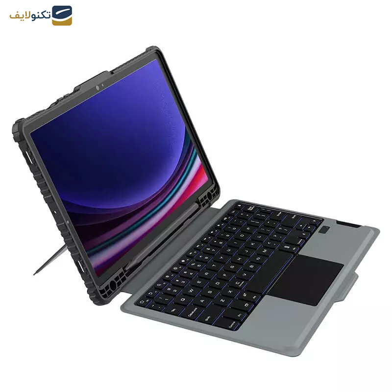 کیف کلاسوری کیبورددار نیلکین مدل Bumper Combo Backlit Keyboard مناسب برای تبلت سامسونگ Galaxy Tab S9 5G کیف کلاسوری کیبورددار نیلکین مدل Bumper Combo Backlit Keyboard مناسب برای تبلت سامسونگ Galaxy Tab S9 5G