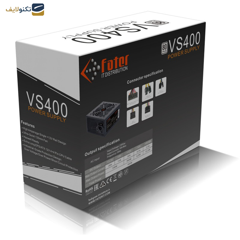 منبع تغذیه کامپیوتر فاطر مدل VS400 منبع تغذیه کامپیوتر فاطر مدل VS400