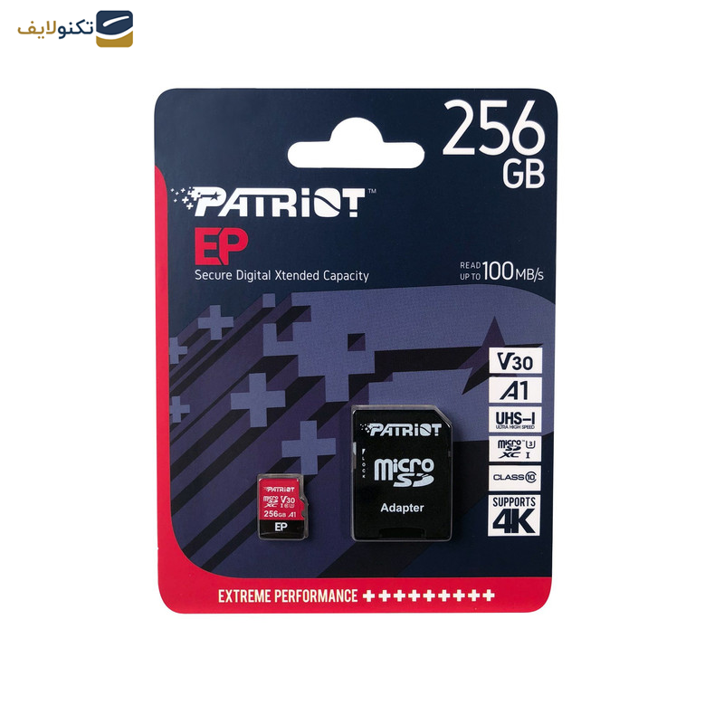 کارت حافظه microSDXC پتریوت مدل EP-V30 A1 ظرفیت 256 گیگابایت به همراه آداپتور کارت حافظه microSDXC پتریوت مدل EP-V30 A1 ظرفیت 256 گیگابایت به همراه آداپتور