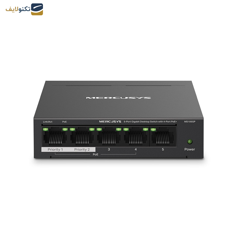 سوئیچ 5 پورت PoE مرکوسیس مدل MS105GP سوئیچ 5 پورت PoE مرکوسیس مدل MS105GP