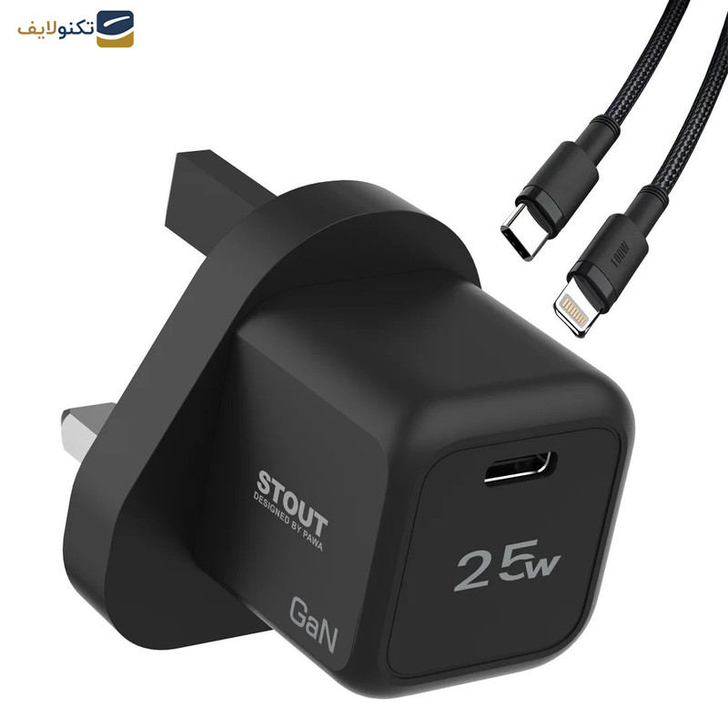 شارژر دیواری 25 وات پاوا مدل Stout Gan Travel Charger به همراه کابل USB-C به لایتنینگ شارژر دیواری 25 وات پاوا مدل Stout Gan Travel Charger به همراه کابل USB-C به لایتنینگ