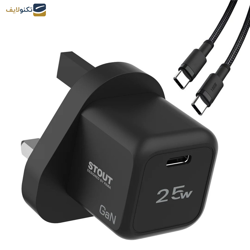 شارژر دیواری 25 وات پاوا مدل Stout GaN Travel Charger به همراه کابل USB-C شارژر دیواری 25 وات پاوا مدل Stout GaN Travel Charger به همراه کابل USB-C