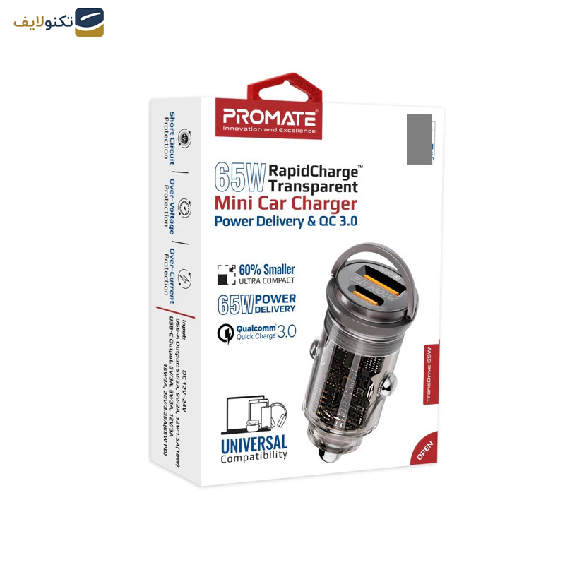 شارژر فندکی 65 وات پرومیت مدل TRANSDRIVE-65W شارژر فندکی 65 وات پرومیت مدل TRANSDRIVE-65W