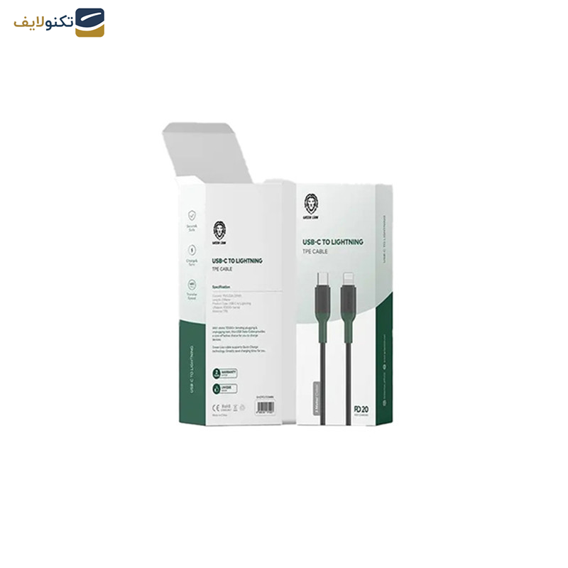 کابل تبدیل USB-C به لایتنینگ گرین لاین مدل GNCPCLTG3MBK طول ۳ متر کابل تبدیل USB-C به لایتنینگ گرین لاین مدل GNCPCLTG3MBK طول ۳ متر