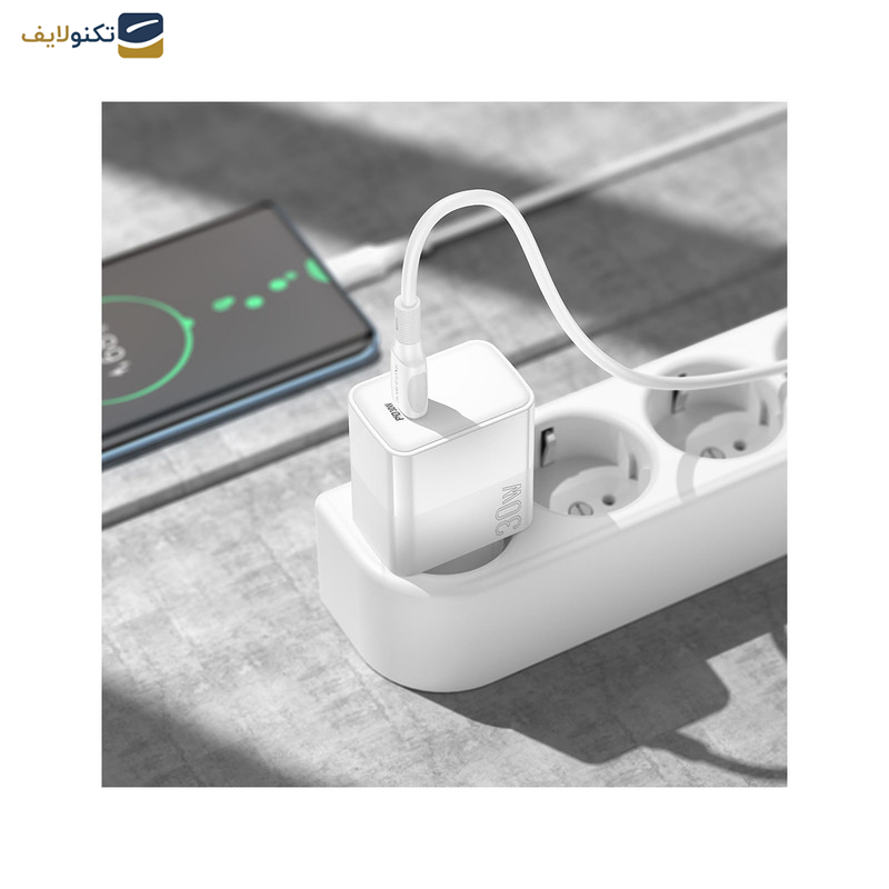 شارژر دیواری 30 وات بروفون مدل BA77A PD به همراه کابل تبدیل usb-c