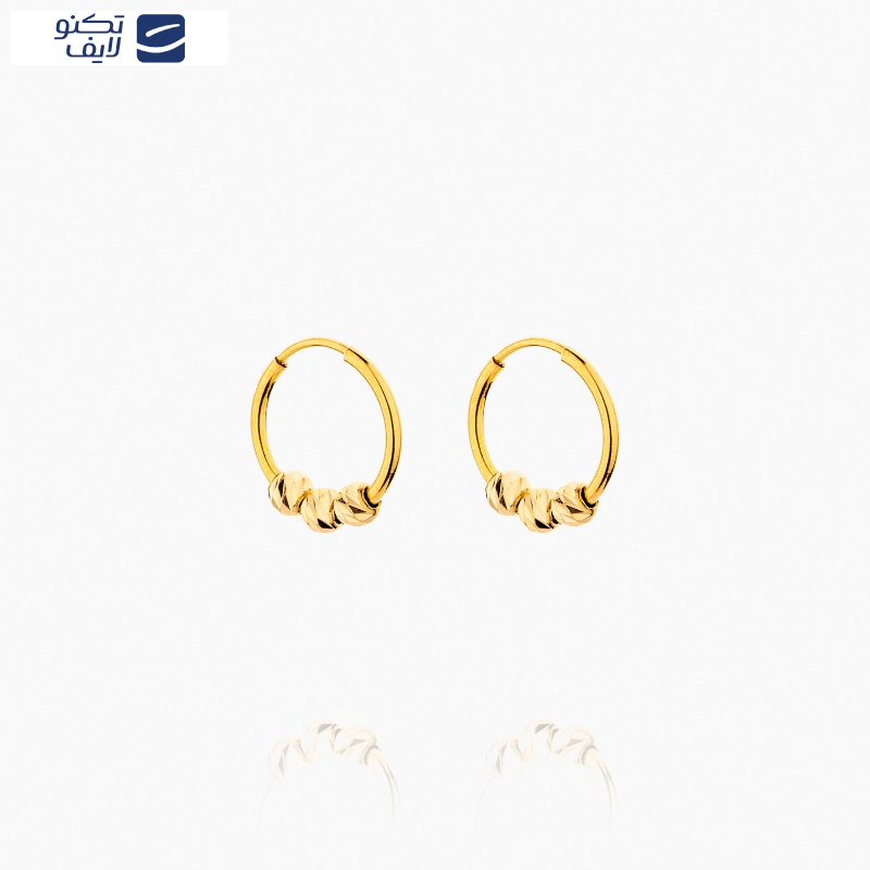 گوشواره طلا 18 عیار حلقه ای با سه البرنادو گوشواره طلا 18 عیار حلقه ای با سه البرنادو