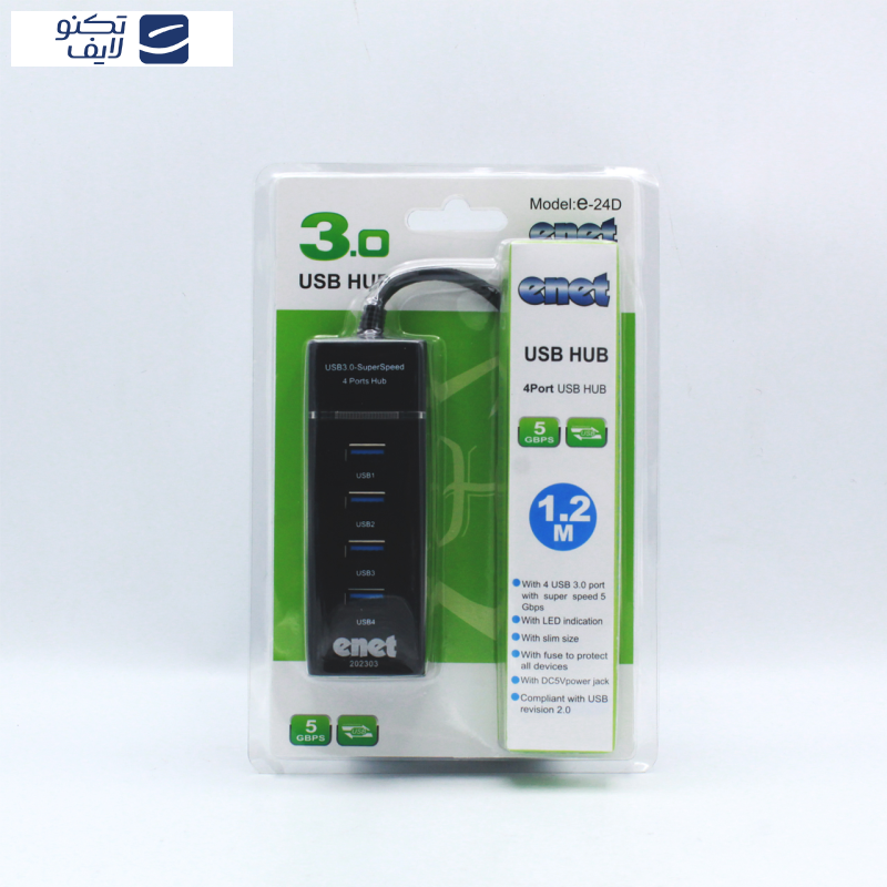 هاب چهار پورت USB 3.0 ای نت مدل En-HT24D120 هاب چهار پورت USB 3.0 ای نت مدل En-HT24D120