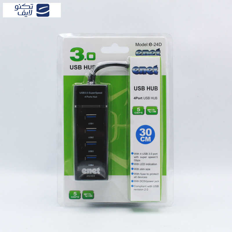 هاب چهار پورت USB 3.0 ای نت مدل En-HT24D03 هاب چهار پورت USB 3.0 ای نت مدل En-HT24D03