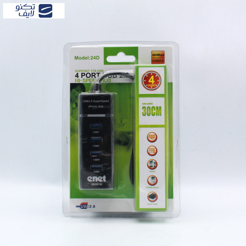 هاب چهار پورت USB 2.0 ای نت مدل En-HT24D هاب چهار پورت USB 2.0 ای نت مدل En-HT24D